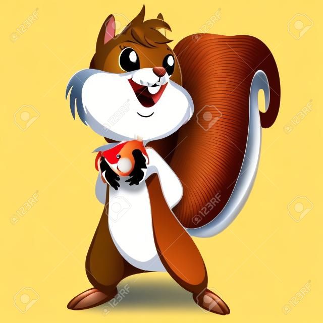Cute cartoon squirrel in playful mood