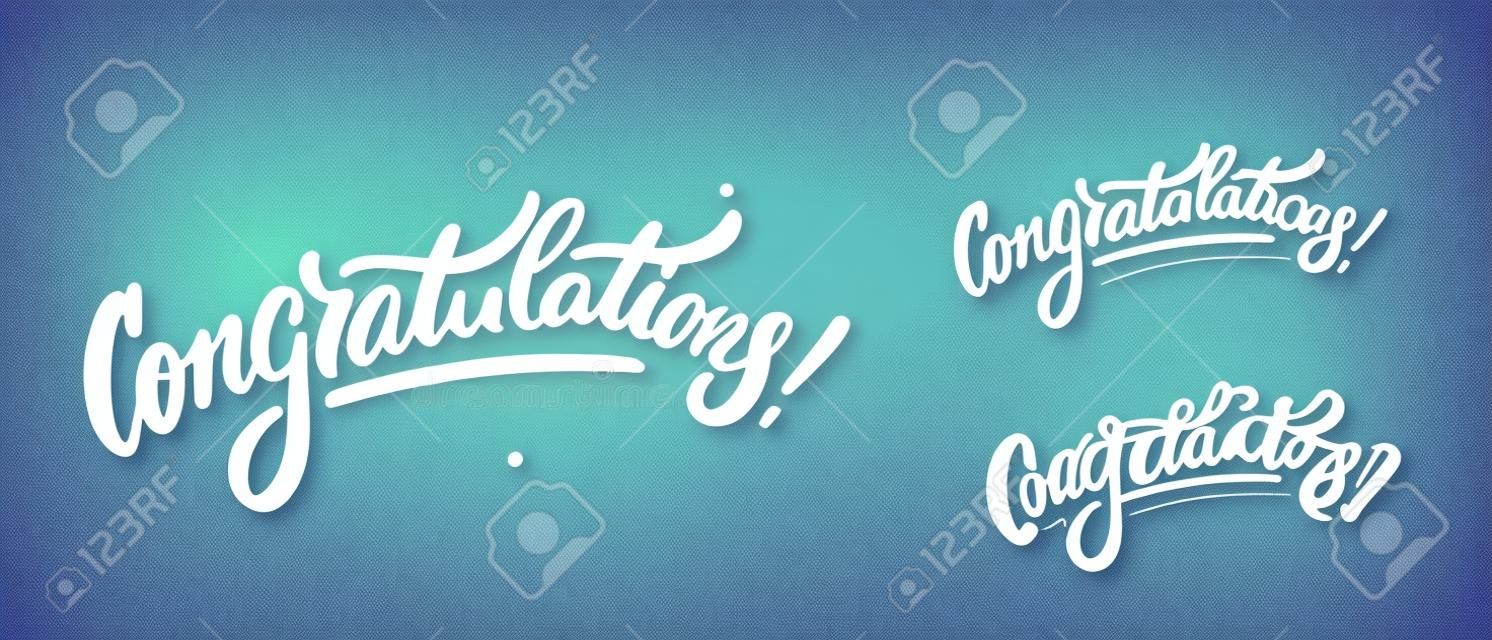 Congratulations. Greeting banners set. Vector lettering.