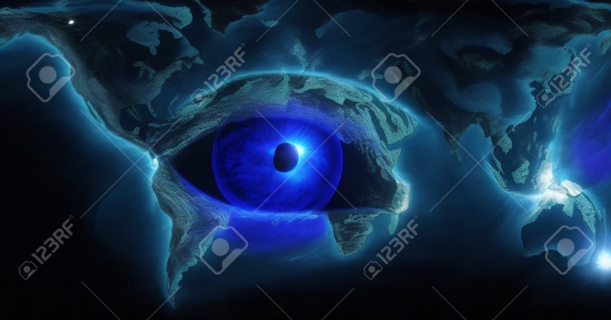Planeta Terra e olho humano azul - "Elementos desta imagem fornecida pela NASA"