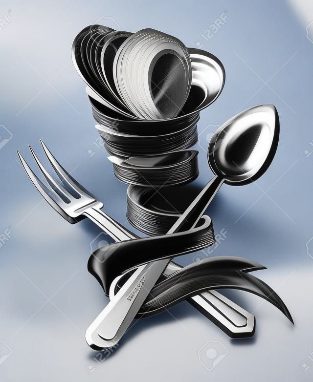 chef hat, spoon and fork