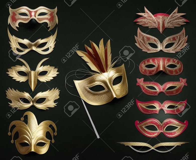 ensemble de masques de carnaval isolées