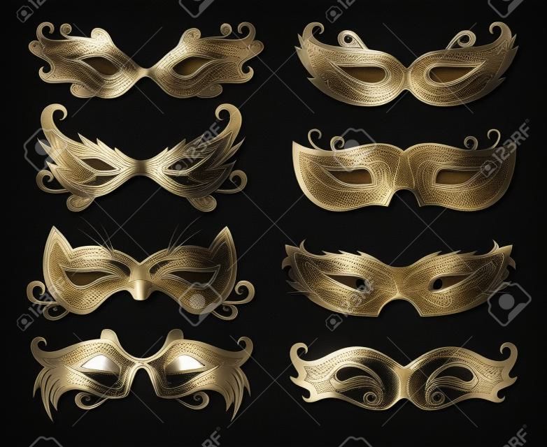 set of isolated carnival masks