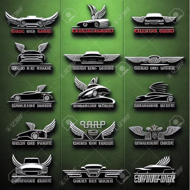 collection de logos de voiture avec des ailes