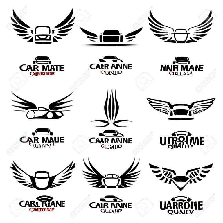 kolekcja logo samochodów ze skrzydłami