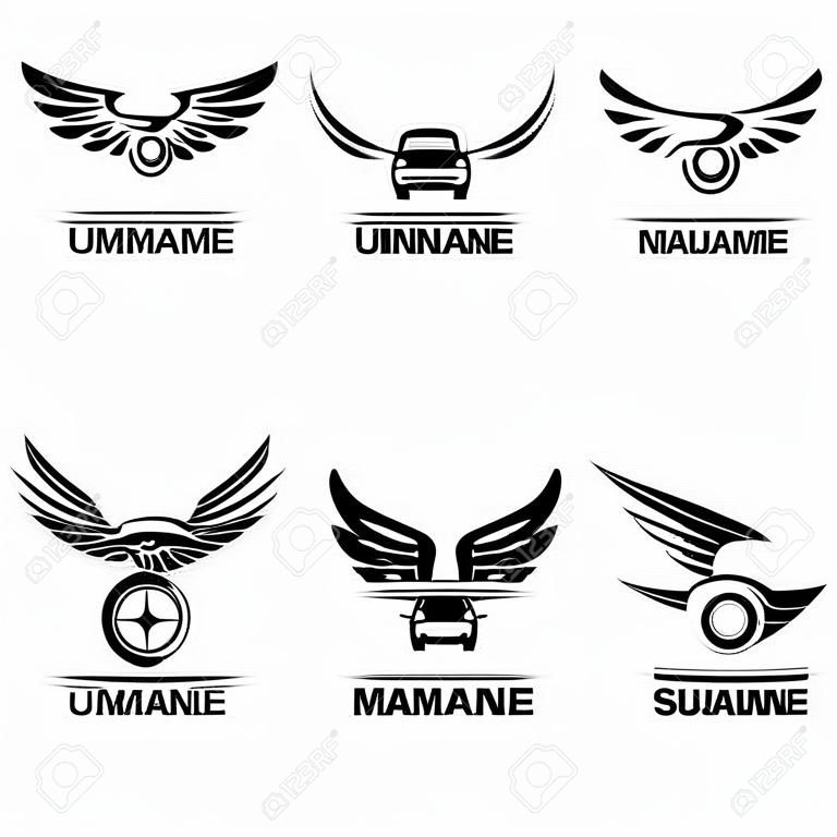 coleção de logotipos do carro com asas