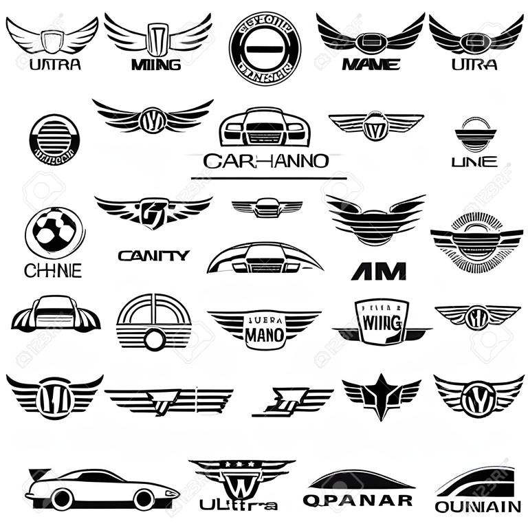 colección de logotipos de coches con alas