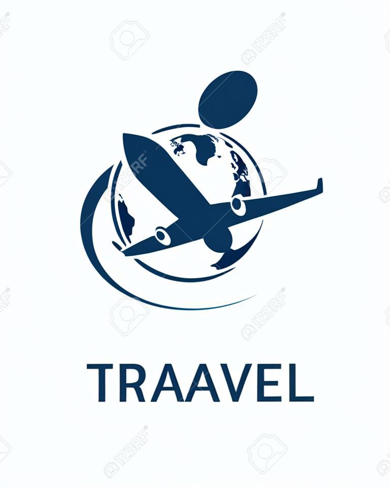 l'image Voyage logo avec l'avion et de la terre