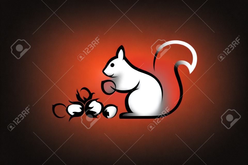 ícone preto do esquilo com porcas no fundo branco