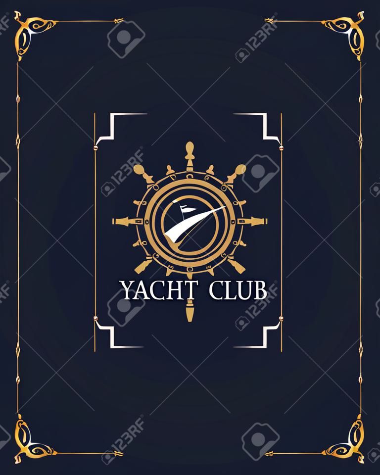 yacht club label isolated on dark background
