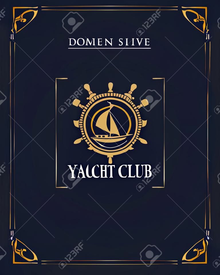 yacht club label isolated on dark background