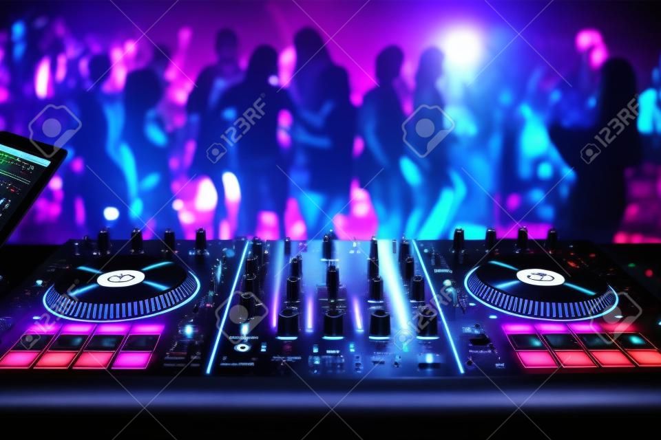 Controlador de música Mezclador de DJ en un club nocturno