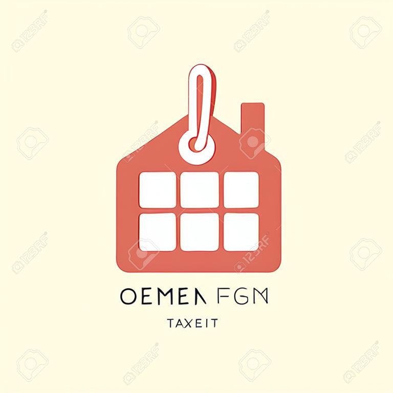 Huis prijskaartje - thuis met venster en label symbool