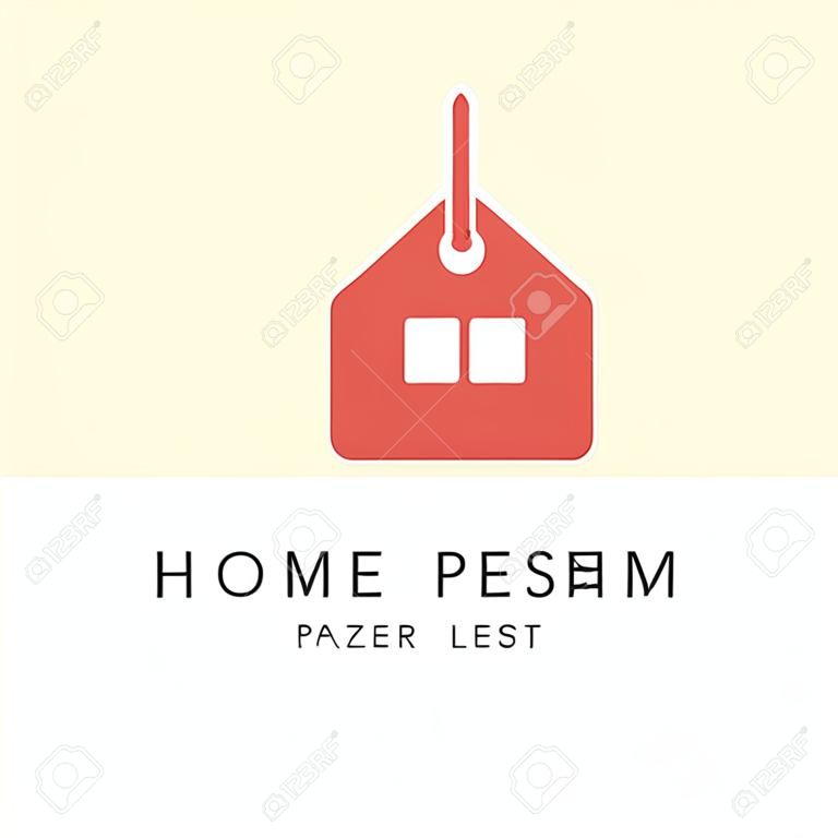 Huis prijskaartje - thuis met venster en label symbool