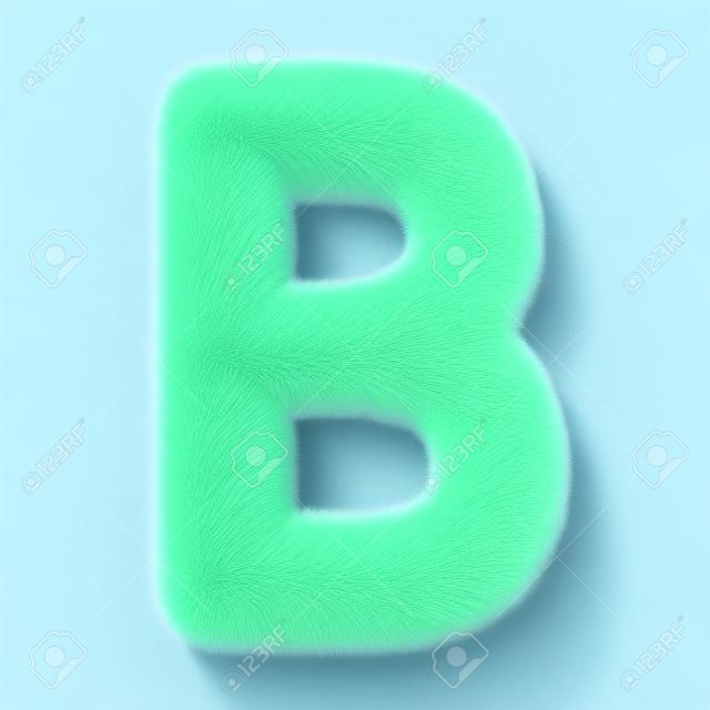 Gekleurde, pluizige, harige letter B. 3D rendering geïsoleerd op witte achtergrond