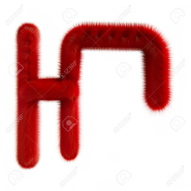 Colored, fluffy, hairy letter F. 3D rendering isolated on white background