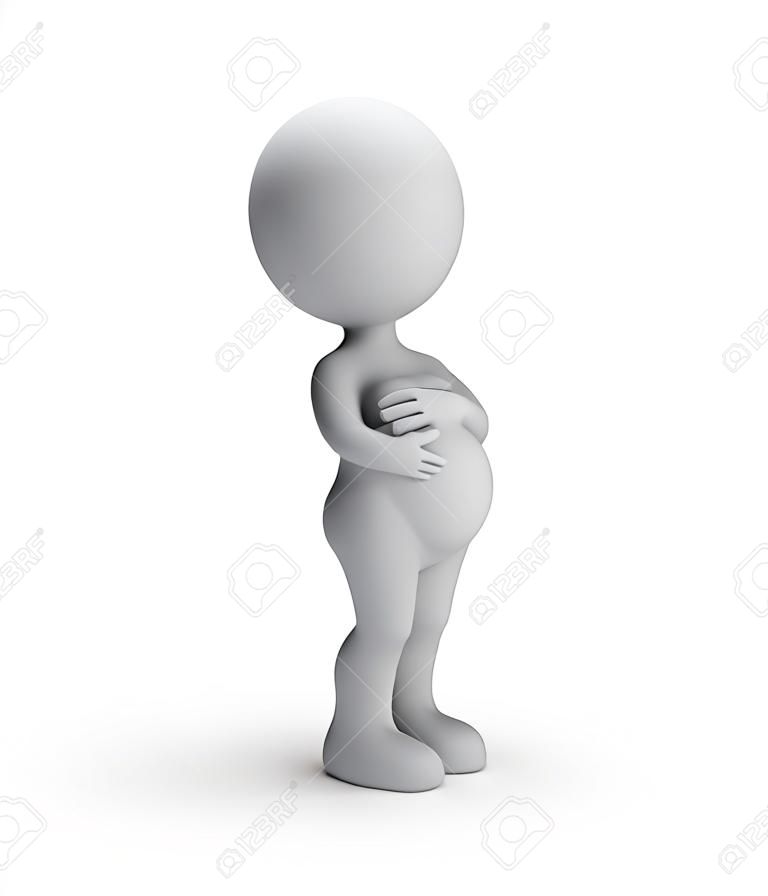 3d woman is pregnant. 3d image. White background.