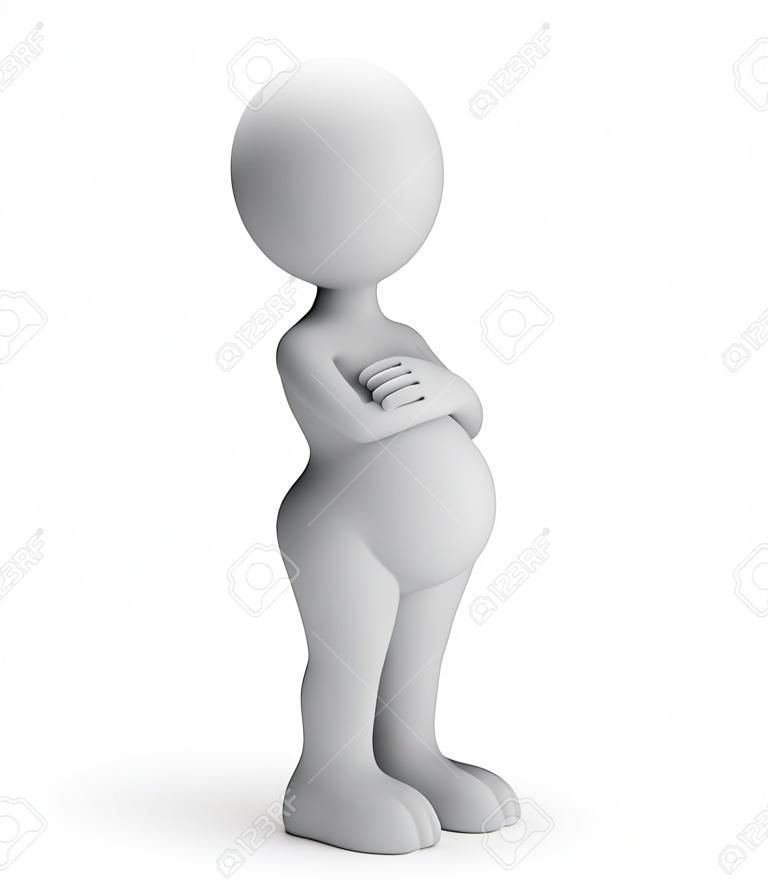 3d woman is pregnant. 3d image. White background.