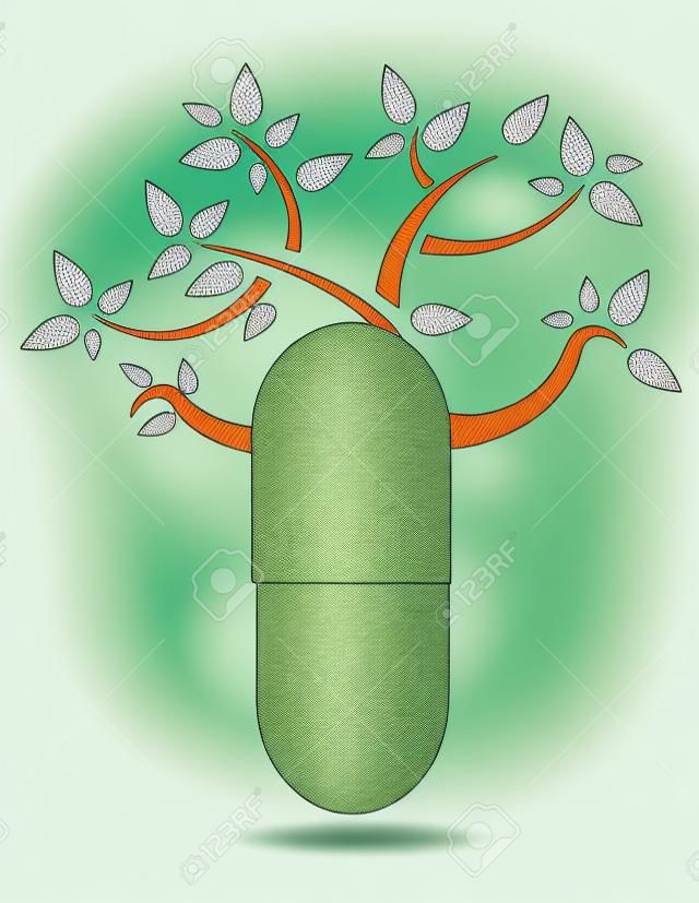 conception d'illustration d'arbre capsule sur le dos de blanc