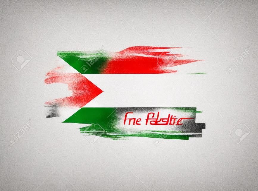 free palestine paint flag illustration design over a white background