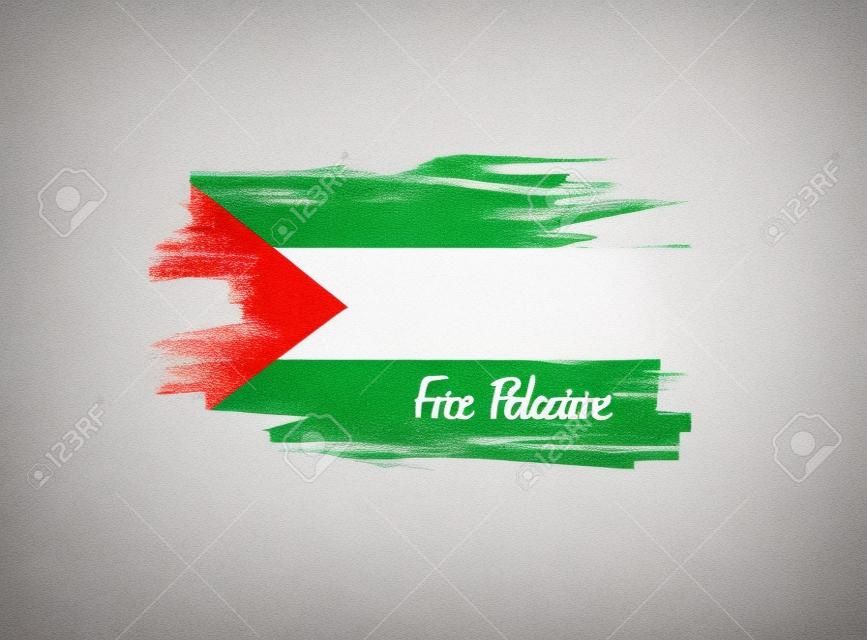 free palestine paint flag illustration design over a white background