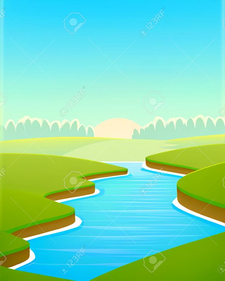 Cartoon River Landscape