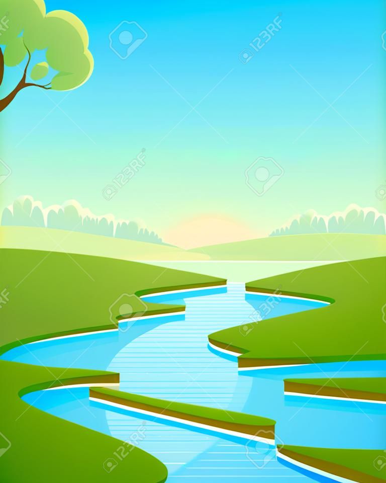 Cartoon paesaggio del fiume