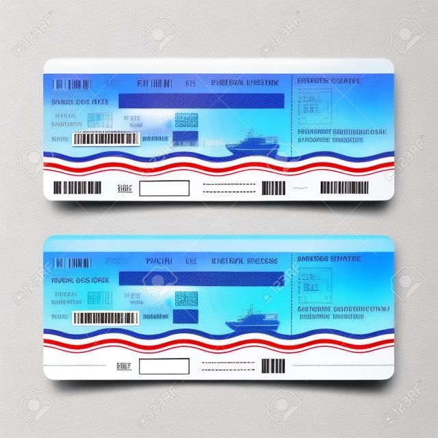 Sea cruise ship boarding pass or ticket template