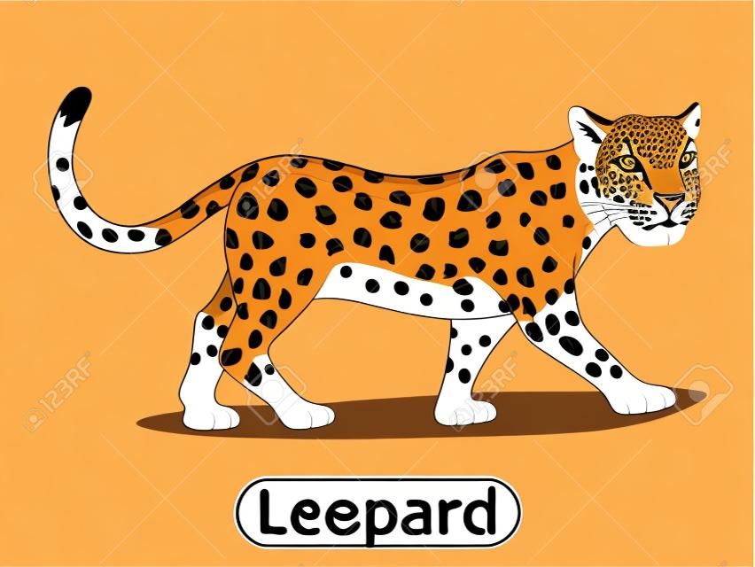 Leopard illustrazione vettoriale savana africana animale cartone animato per i bambini