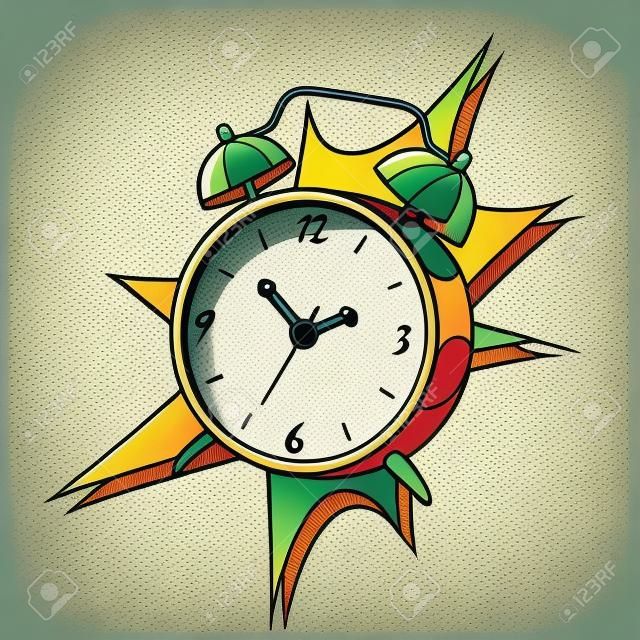 Alarm clock ring comic book style vector