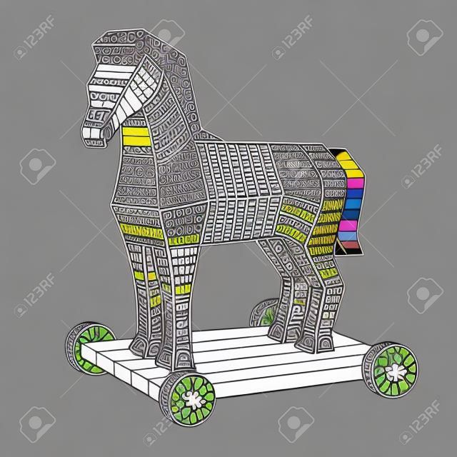 Trojan horse coloring book vector