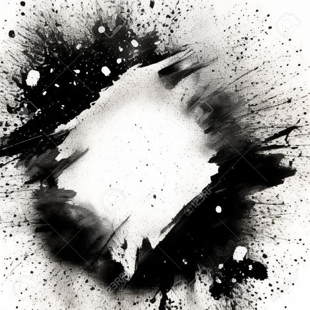 Paint splatter background. Grunge distress calligraphy ink stains. Black ink blow explosion. Splatter background. Spray paint drops.