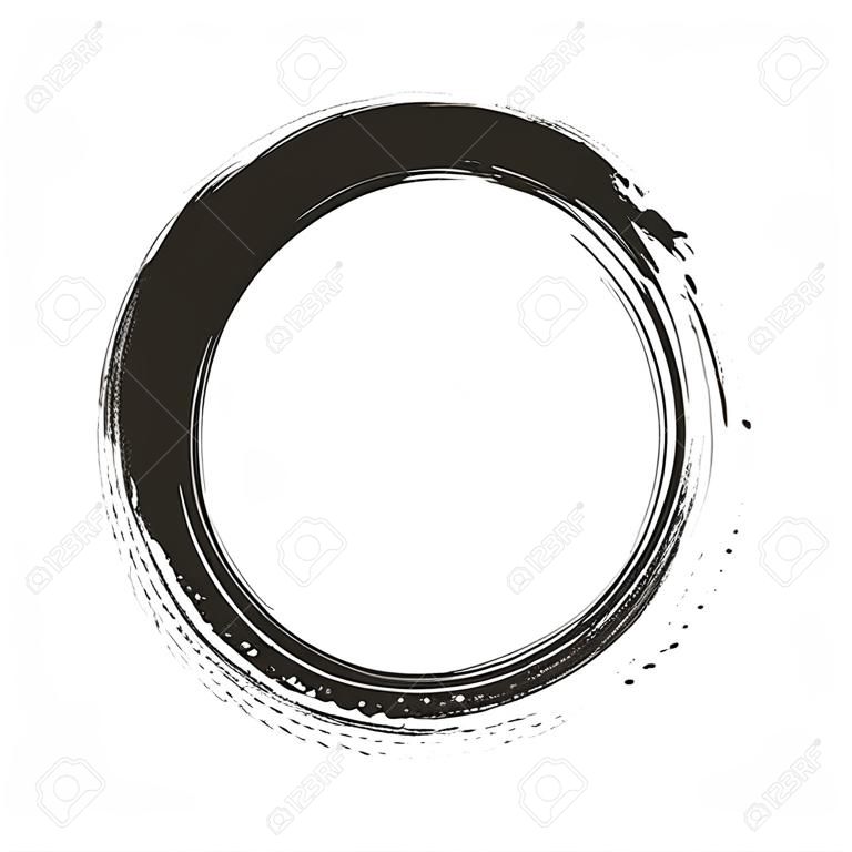 vector brush strokes circles of paint on white background. Ink hand drawn paint brush circle. label design element vector illustration.