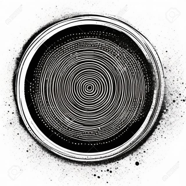 ベクトルブラシは、白い背景にペイントの円をストロークします。インク手描きのペイントブラシサークル。ロゴ、ラベルデザイン要素ベクトルイラスト。黒い抽象的な円。