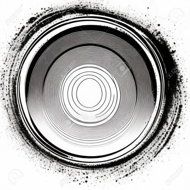 wektor pociągnięcia pędzlem kręgi farby na białym tle. Atrament ręcznie rysowane koło pędzla. Logo, ilustracja wektorowa element projektu etykiety. Czarny krąg streszczenie.