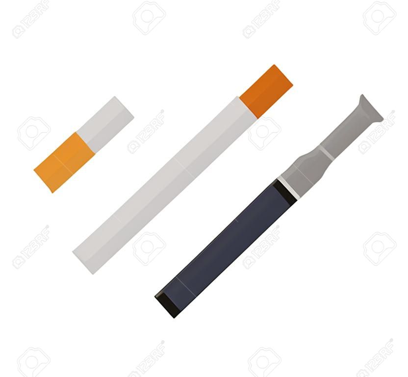 Ikon cigaretta design ötlet és cigarettázik probléma fogalmát. Kábító termék cigaretta dohány veszély szimbólum. Cigaretta cső lapos stílus vektoros illusztráció.