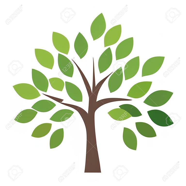 Stylizowane wektora drzewo logo ikony. Wektor sylweta drzewa drzewa samodzielnie na białym tle. Symbol drzewa i symbol puszek. Zielone drzewo ikona wektor ikona odizolowane. Logo produktu ekologicznego