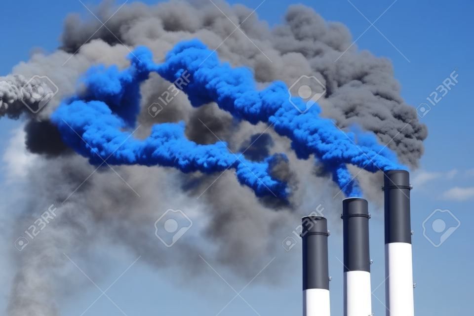 Emisiones al aire de tuberías y humos, fábricas y plantas procesadoras de residuos, contaminación del aire