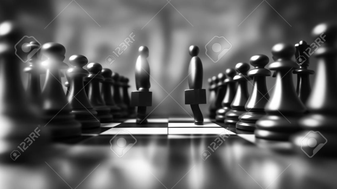 uomini d'affari in bianco e nero sulla scacchiera