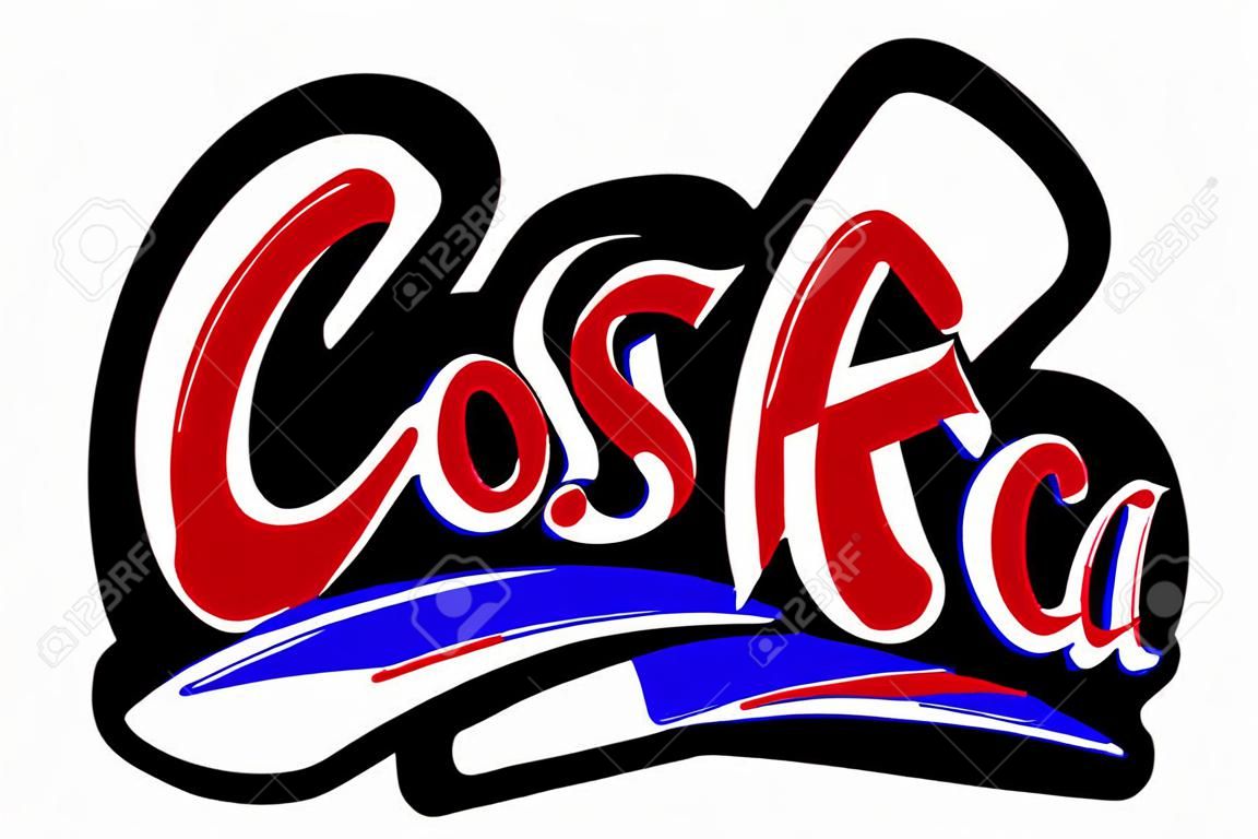 Costa Rica cartoon brush lettering text. Vector illustration logo for print and advertising