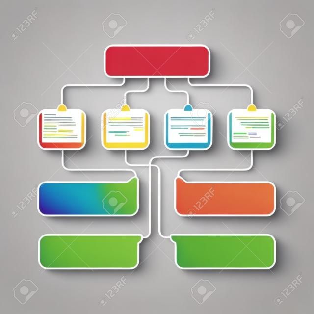 Schemi strutturali multicolori, diagrammi, web design. Illustrazione di progettazione di vettore di concetto della struttura aziendale.