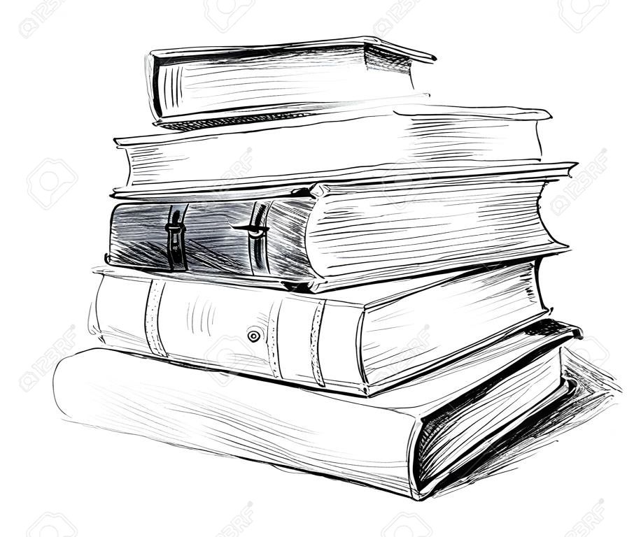 Hand Drawn stack of books
