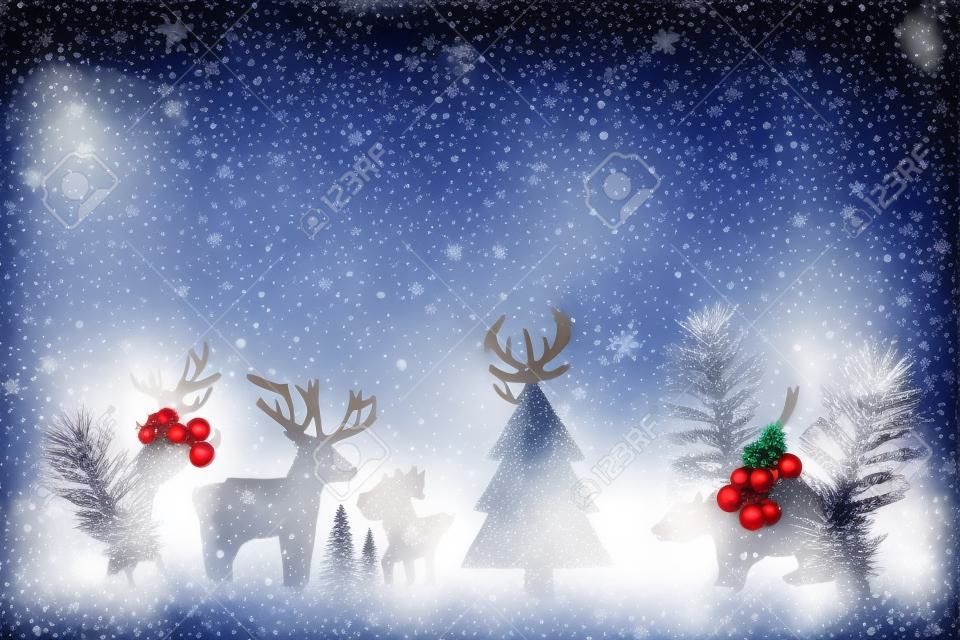 christmas background with wooden reindeer