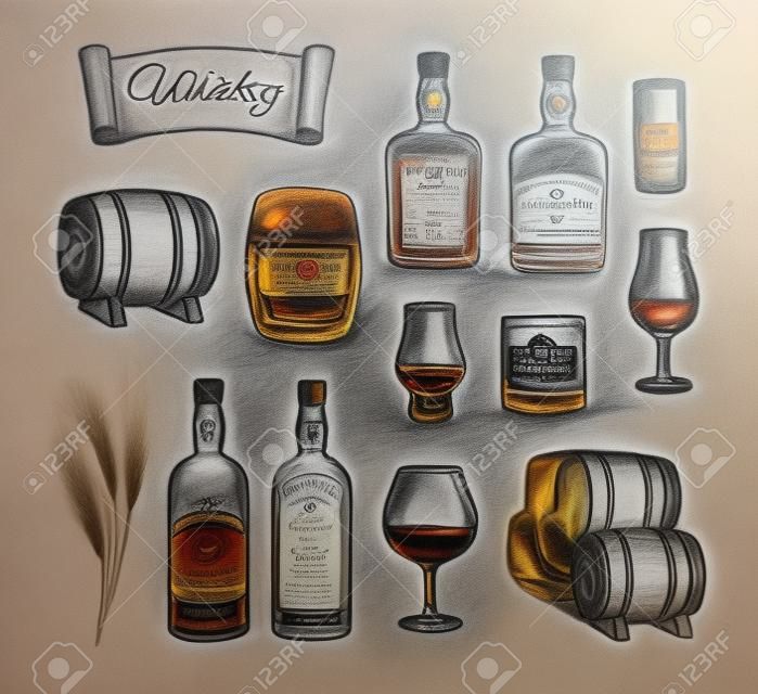 Chalk sketch of whiskey.