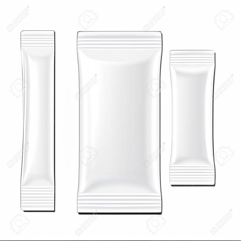 Белая пустая пакетик упаковка, палка упаковке