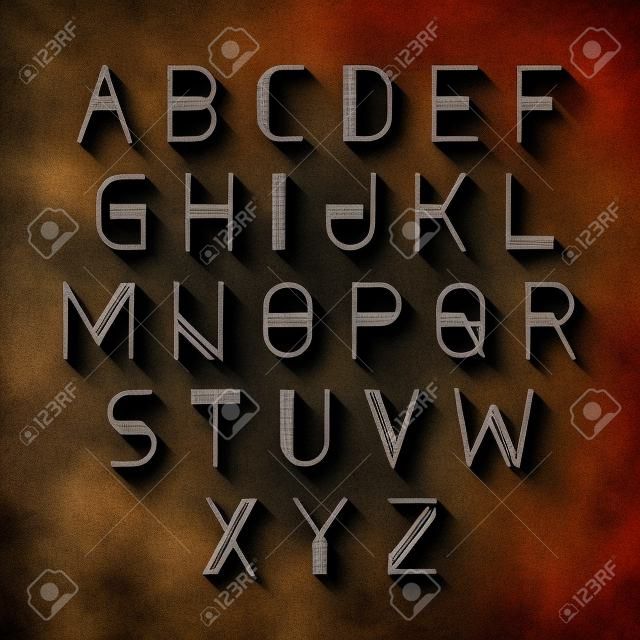 Modern alphabet with shadow