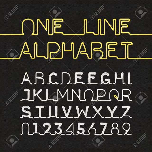 Bir satır alfabe ve sayılar. Tek sürekli hat yazı