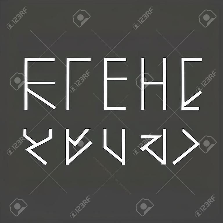 Thin line bold style uppercase modern font, typeface, minimalist style. Latin alphabet letters.