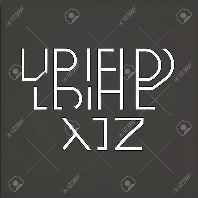 Sottile linea di stile grassetto maiuscolo font moderno, carattere, stile minimalista. lettere alfabeto latino.