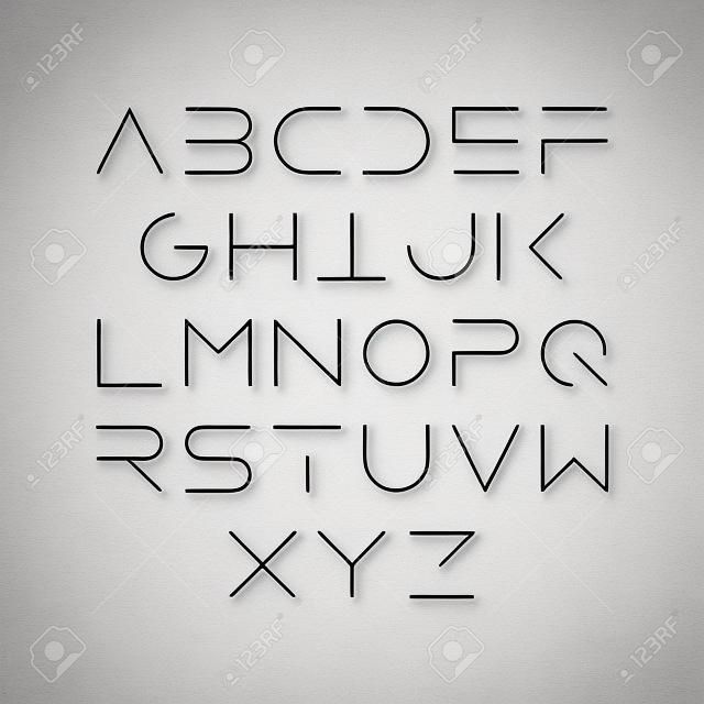Extra dunne lijn stijl, lineaire hoofdletter moderne lettertype, lettertype, minimalistische stijl. Latijnse alfabet letters.