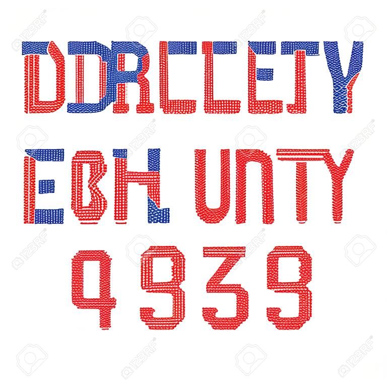Embroidery font, letters and numbers